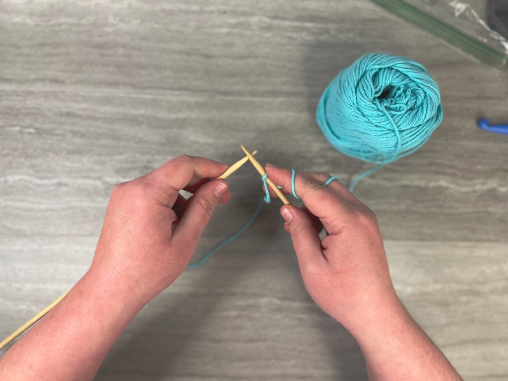 Holding yarn and needles