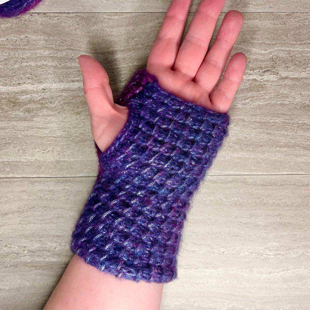 Finished fingerless gloves knit my way