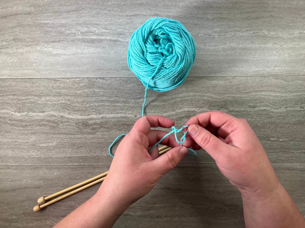 Push the working yarn through the pre-slipknot loop