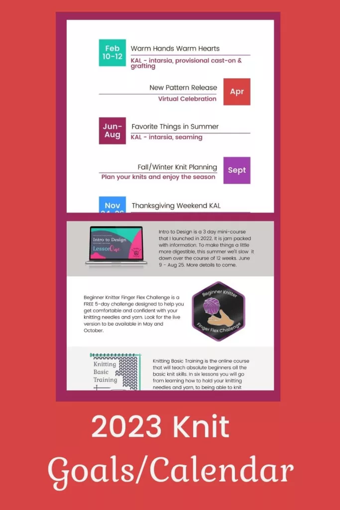 Business 2023 knit goals resolutions and calendar