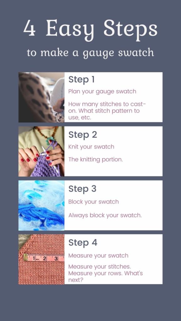 4 easy steps to knit a gauge swatch