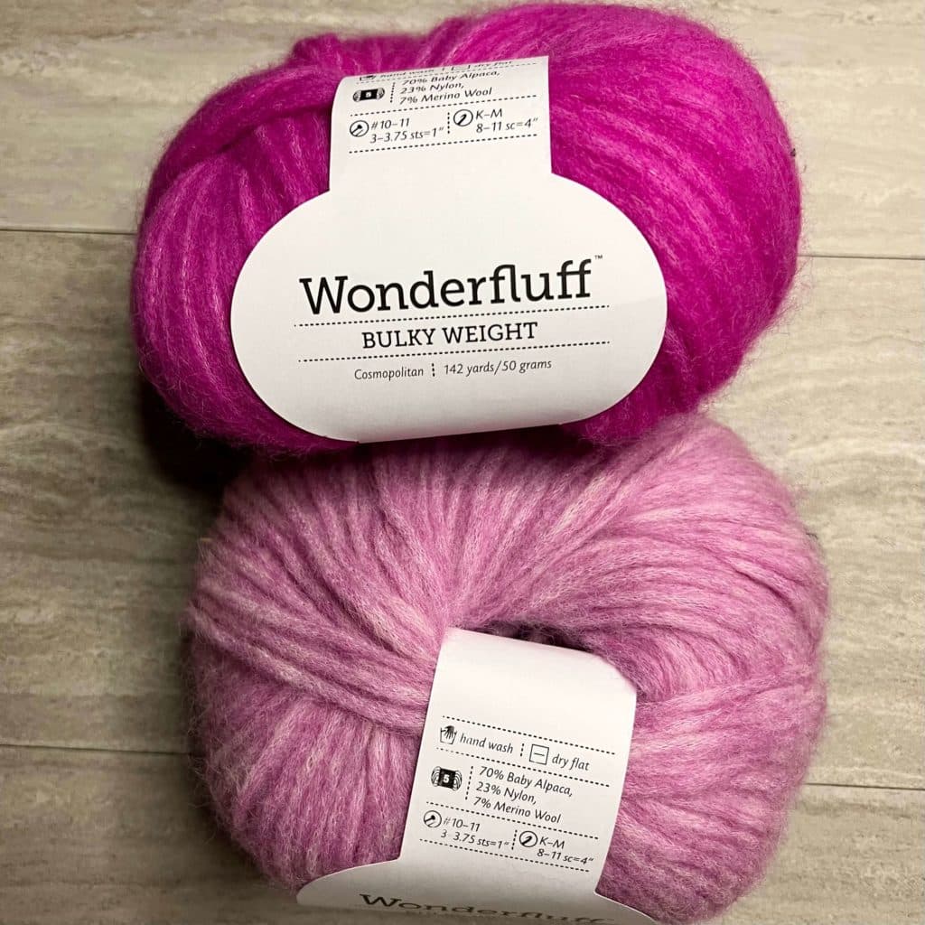 Wonderfluff Knit Picks yarn gauge swatch for muff knitting pattern