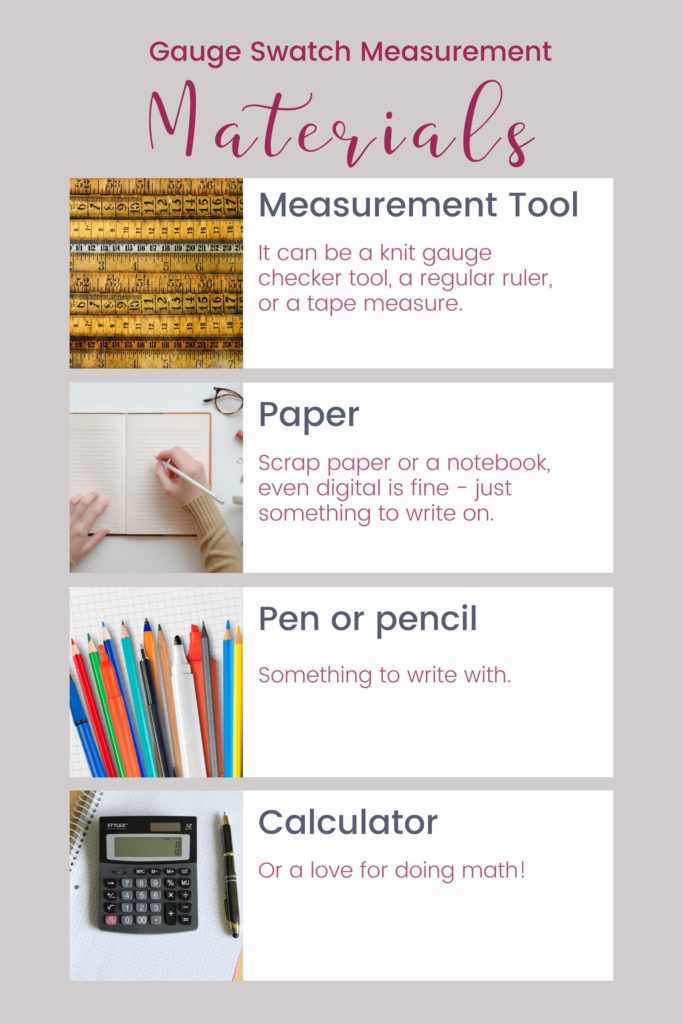 Gauge swatch measurement materials 