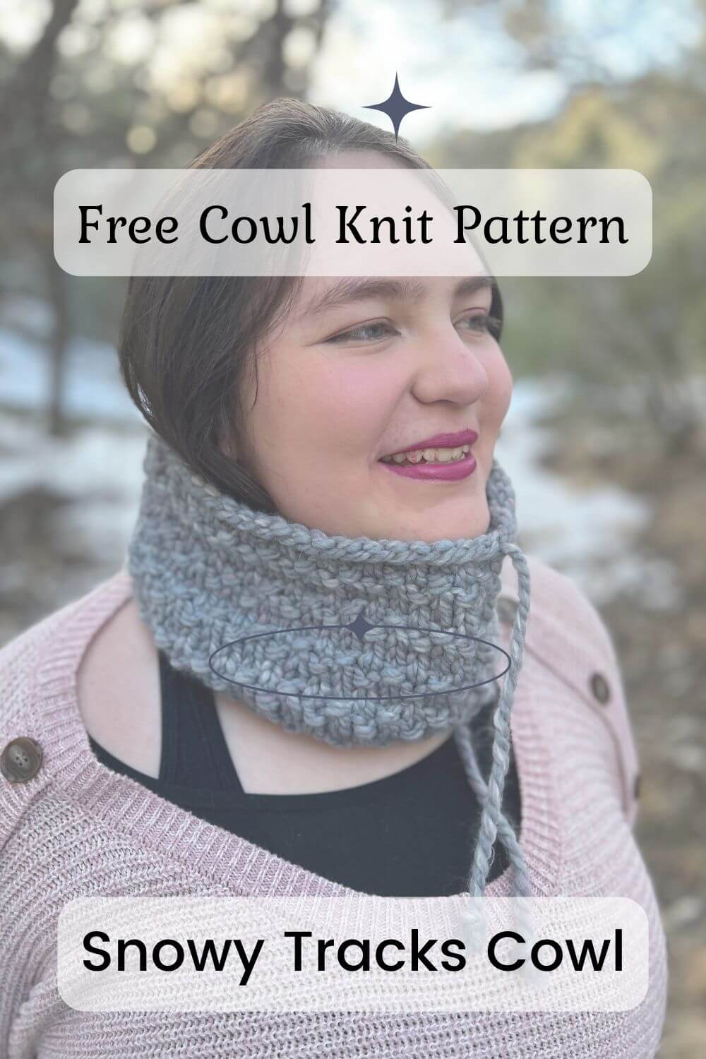 Knitted Cowl Patterns for Free: Snowy Tracks Cowl | OzzyLosi Knit Designs, image size:1000x1500